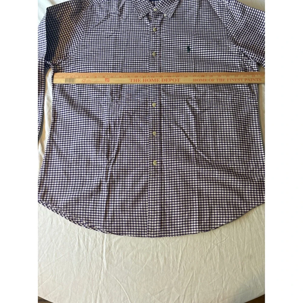 Polo Ralph Lauren Gingham Button Down Mens XL Purple White Preppy‎ Logo